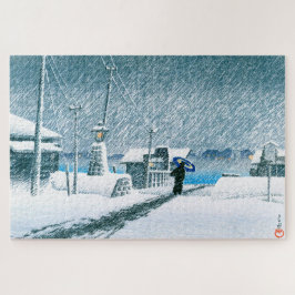 Quebra-cabeça ukiyoe - hasui - No.3 Neve em Tsukishima -