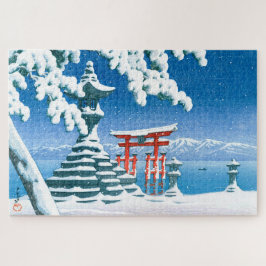 Quebra-cabeça ukiyoe - hasui - No.4 Neve em Itsukushima -