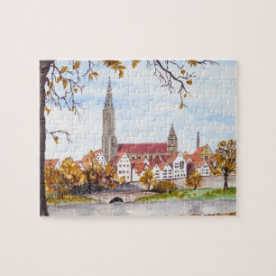 Quebra-cabeça Ulm Cathedral Germany Towscape Acrylic Painting