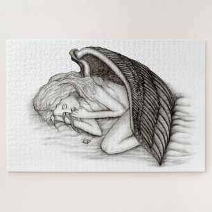 Quebra-cabeça Um anjo adormecido, Design preto e branco