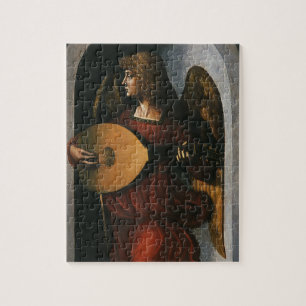 Quebra-cabeça Um anjo no vermelho com um alaúde por Leonardo da
