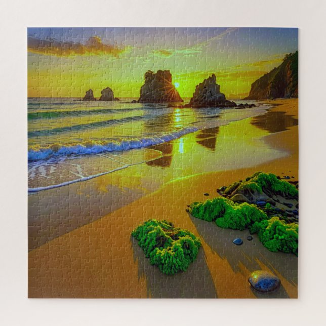 Quebra-cabeça Um assombroso pôr do sol da praia (Vertical)