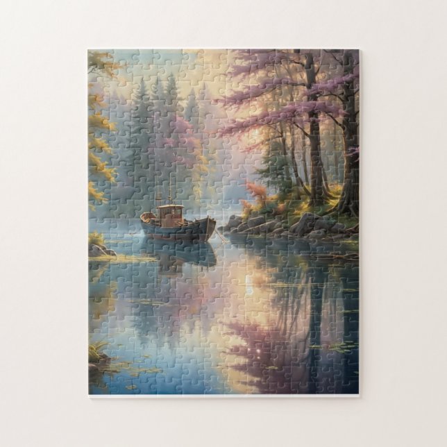 Quebra-cabeça Um barco velho num belo lugar isolado (Vertical)