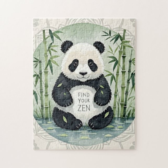 Quebra-cabeça Um belo e grande panda Chubby sentado num lótus (Vertical)