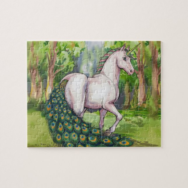 Quebra-cabeça Um Belo Pavão de Unicórnio (Horizontal)