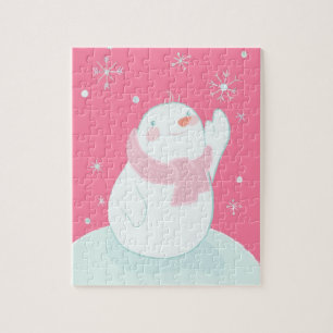 Quebra-cabeça Um boneco de neve que alcança para um floco de