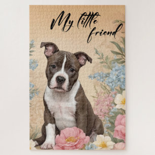 Quebra-cabeça Um cachorrinho marrom do Staffordshire Terrier