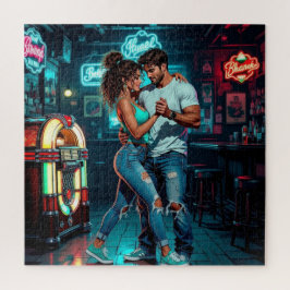 Quebra-cabeça Um Casal Dançando em um Bar | Hiperrealista Cômico