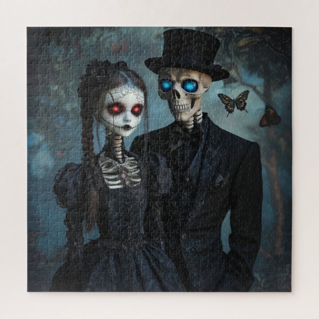 Quebra-cabeça Um Casal Gótico com Olhos Brilhantes (Vertical)