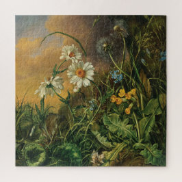 Quebra-cabeça Um chão de floresta com margaridas, primroses, ...