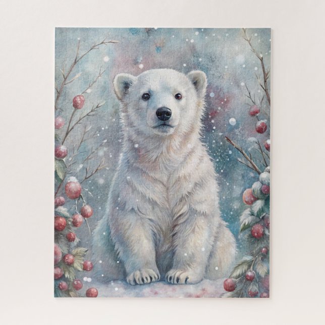 Quebra-cabeça Um Cubo de Urso Polar no inverno (Vertical)