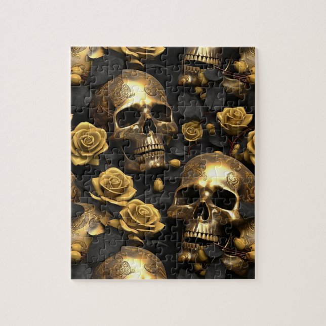 Quebra-cabeça Um design da série A Skull and Roses 8 (Vertical)