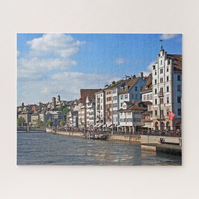 Quebra-cabeça Um dia ensolarado na terraplenagem do Limmat. (Horizontal)