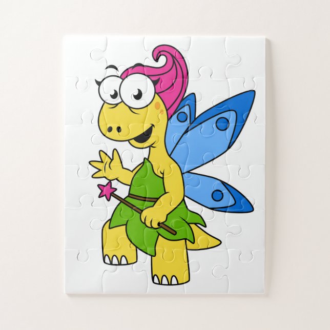 Quebra-cabeça Um Dinossauro Fairysaur De Cartoon. (Vertical)