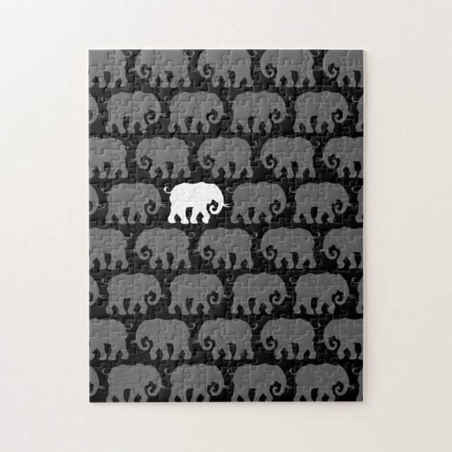 Quebra-cabeça Um elefante branco em um rebanho (Vertical)