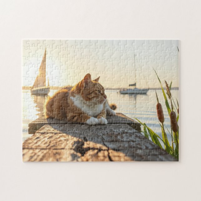 Quebra-cabeça Um gato com as taboas (Horizontal)