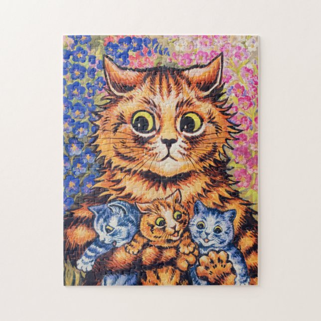 Quebra-cabeça Um gato com seus filhotes por Louis Wain (Vertical)