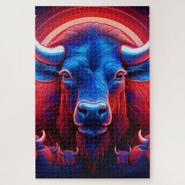 Quebra-cabeça Um Herdeiro De Branco Vermelho E Buffalo Azul (Vertical)