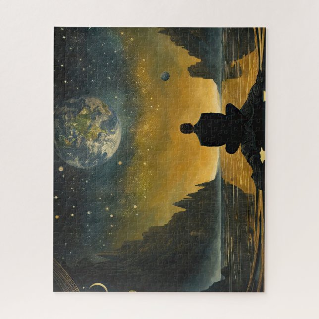 Quebra-cabeça Um homem solitário numa paisagem surreal (Vertical)