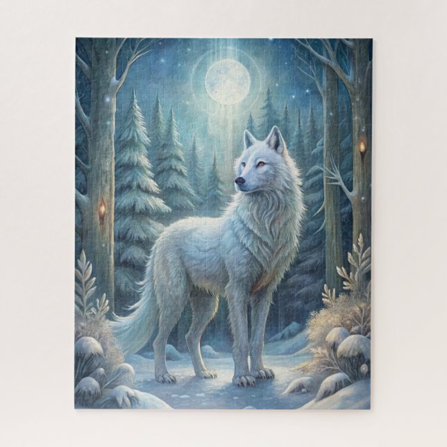 Quebra-cabeça Um Lobo Branco Bonito (Vertical)