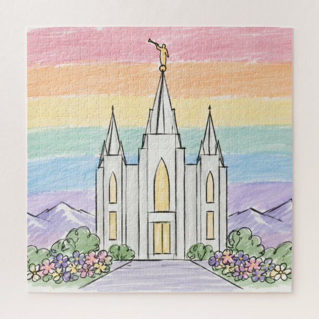 Quebra-cabeça Um Lugar Celestial de Paz | Bela Templo Mórmon U (Vertical)
