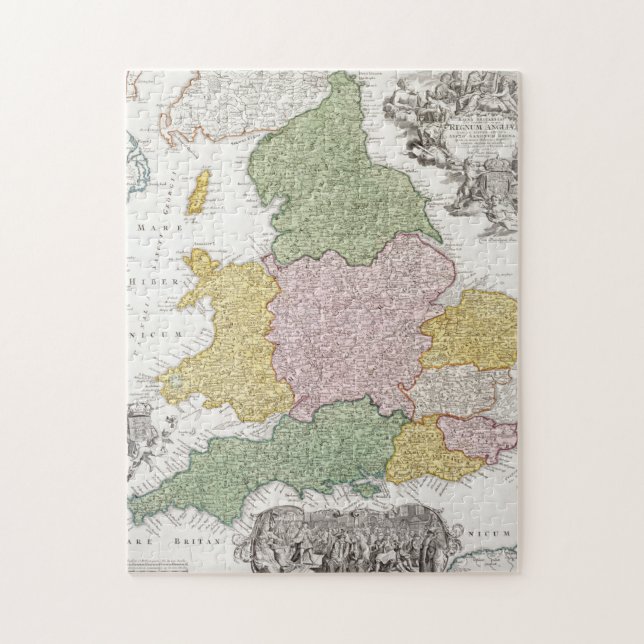 Quebra-cabeça Um mapa de Inglaterra | 1760 (Vertical)