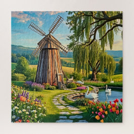 Quebra-cabeça Um moinho de madeira clássico