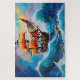 Quebra-cabeça Um navio pirata numa onda de água