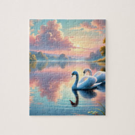 Quebra-cabeça Um par de pântanos a planar num lago sereno