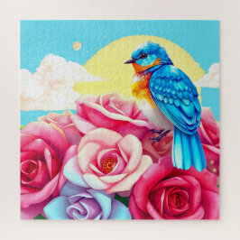 Quebra-cabeça Um pássaro azul vibrante