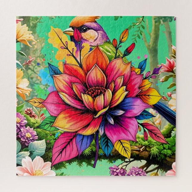 Quebra-cabeça Um pássaro colorido (Vertical)