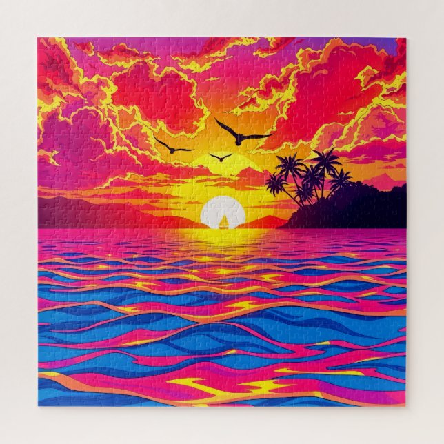 Quebra-cabeça Um pôr do sol tropical incrível (Vertical)
