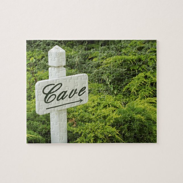 Quebra-cabeça Um sinal apontando para a adega (Cave) em (Horizontal)
