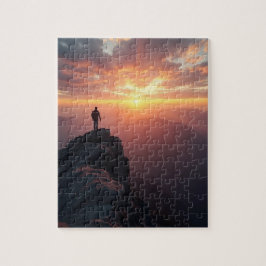 Quebra-cabeça Um sol majestoso visto do pico da montanha