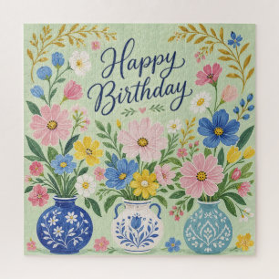Quebra-cabeça Um Trio de Flores de Aniversário