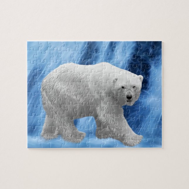 Quebra-cabeça Um Urso Polar na cascata congelada (Horizontal)