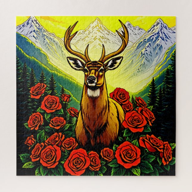 Quebra-cabeça Um veado majestoso de aba de ouro (Vertical)