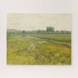 Quebra-cabeça Uma ampla paisagem de campo com os gansos