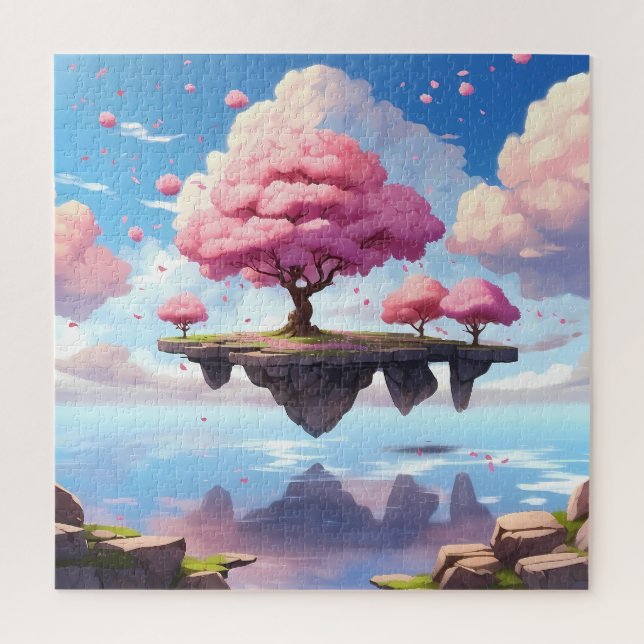 Quebra-cabeça Uma cerejeira florescendo flutuando no céu (Vertical)