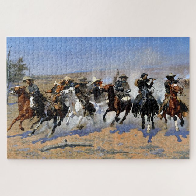 Quebra-cabeça Uma Corrida para a Madeira 1889 Frederic Remington (Horizontal)