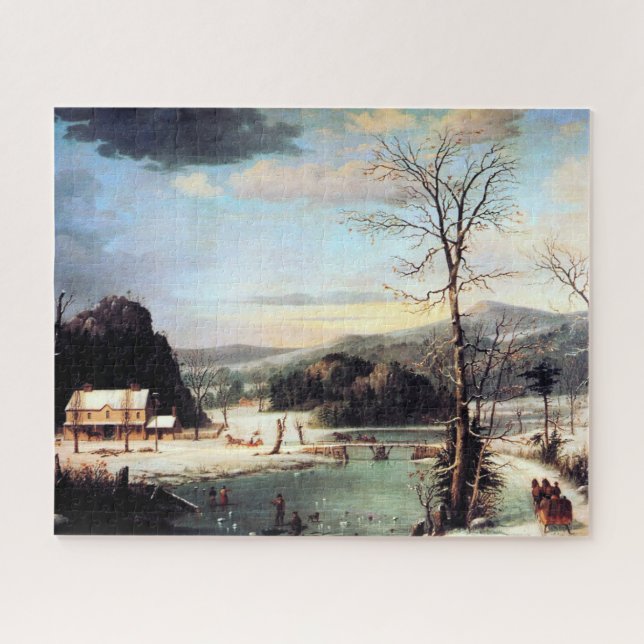 Quebra-cabeça Uma festa de Natal George Henry Durrie 1852 (Horizontal)