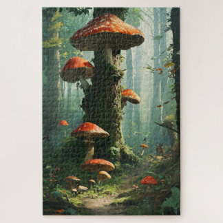 Quebra-cabeça uma floresta mágica, cogumelos, uma floresta místi