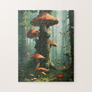 Quebra-cabeça uma floresta mágica, cogumelos, uma floresta místi