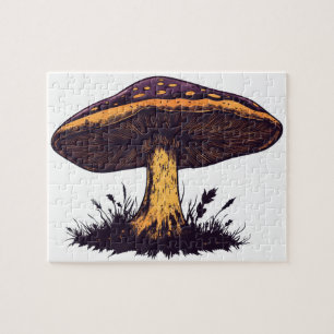 Quebra-cabeça Uma ilustração de cogumelo arte vibrante.