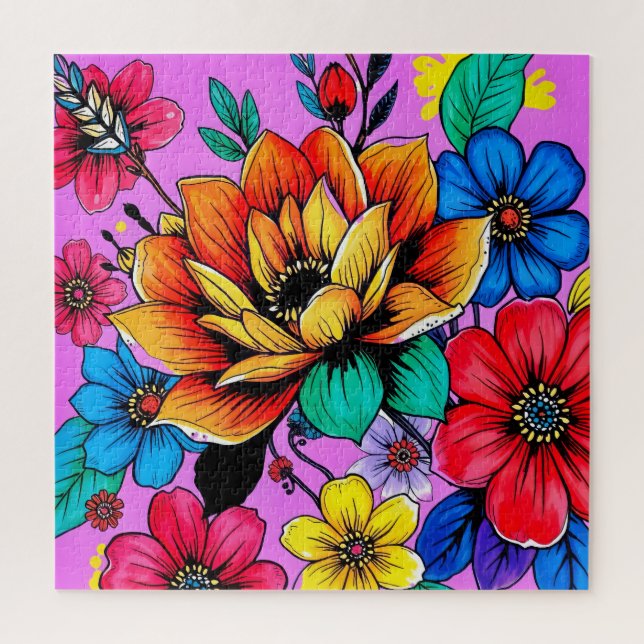Quebra-cabeça Uma ilustração floral vibrante (Vertical)