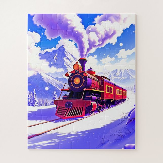 Quebra-cabeça Uma locomotiva a vapor para crianças (Vertical)