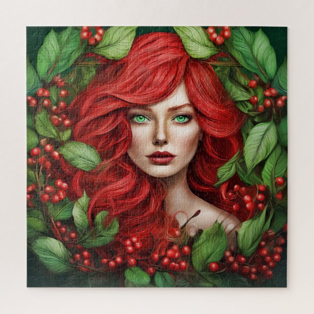 Quebra-cabeça Uma mulher com cabelo vermelho vibrante/Cabelo ver (Vertical)