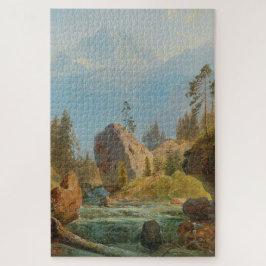Quebra-cabeça Uma paisagem de montanha com Creek - Albert Zimmer