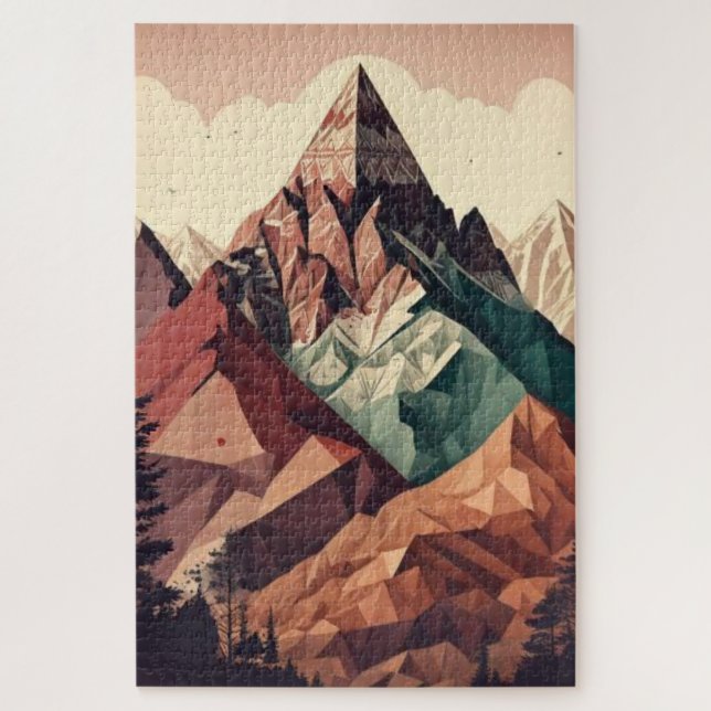 Quebra-cabeça Uma Paisagem Montanhosa Moderna em Harmonia Terros (Vertical)