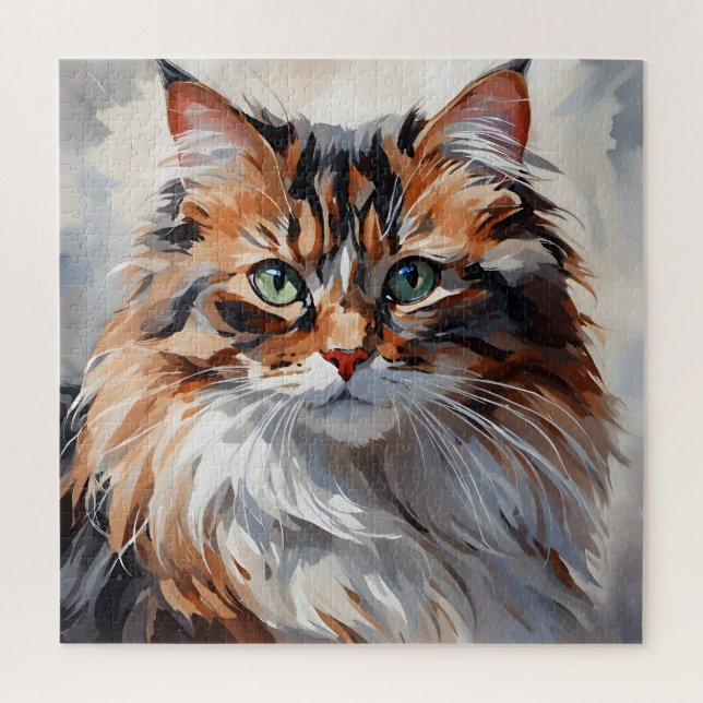 Quebra-cabeça Uma pintura de um retrato de gato. (Vertical)